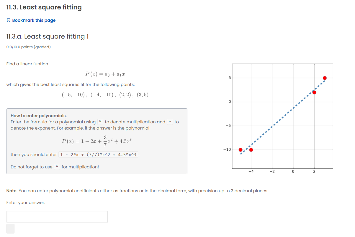 Solved 11.3. Least square fitting Bookmark this page 11.3.a. | Chegg.com