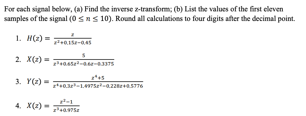 Solved For each signal below, (a) Find the inverse | Chegg.com