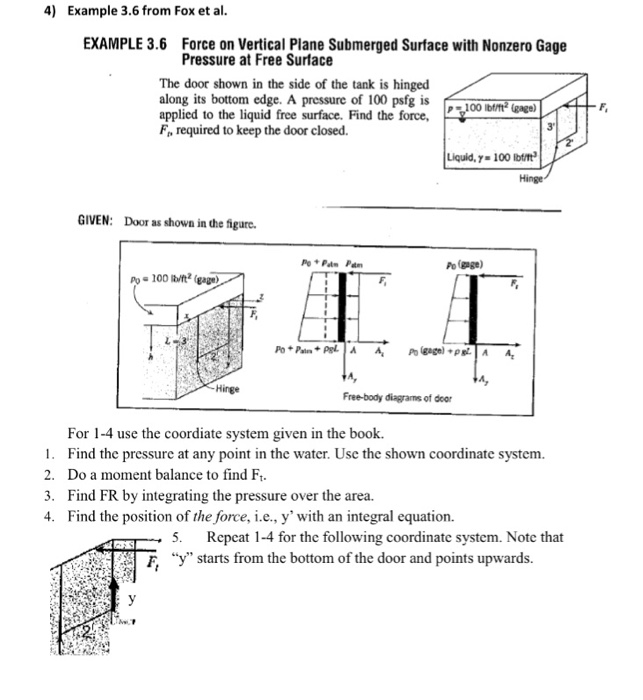 Solved 4 example 3 6 from fox et al example 3 6 force on chegg