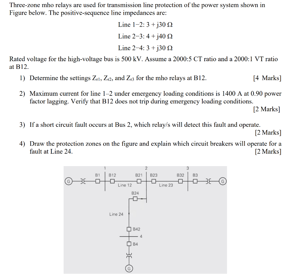 Solved Three-zone mho relays are used for transmission line | Chegg.com