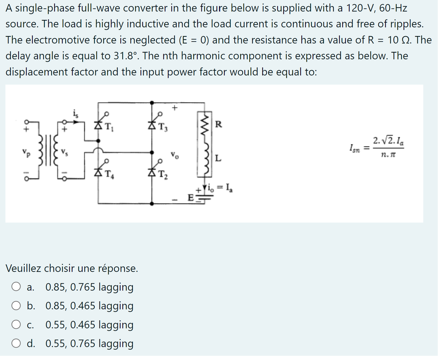 Solved A single-phase full-wave converter in the figure | Chegg.com