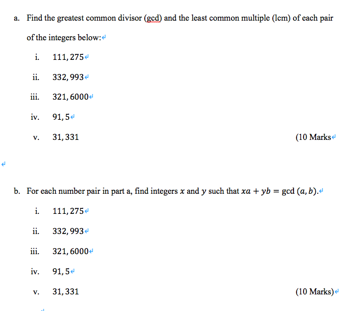 Solved a. Find the greatest common divisor (gcd) and the | Chegg.com