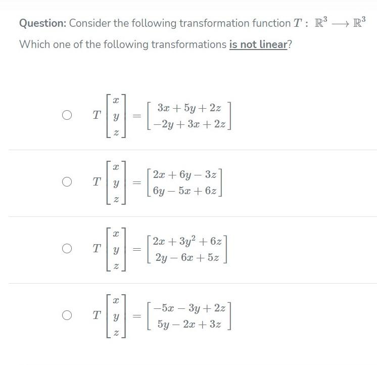 Solved Question: Consider the following transformation | Chegg.com