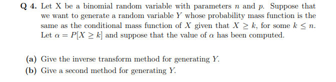 Solved Q 4. Let X be a binomial random variable with | Chegg.com