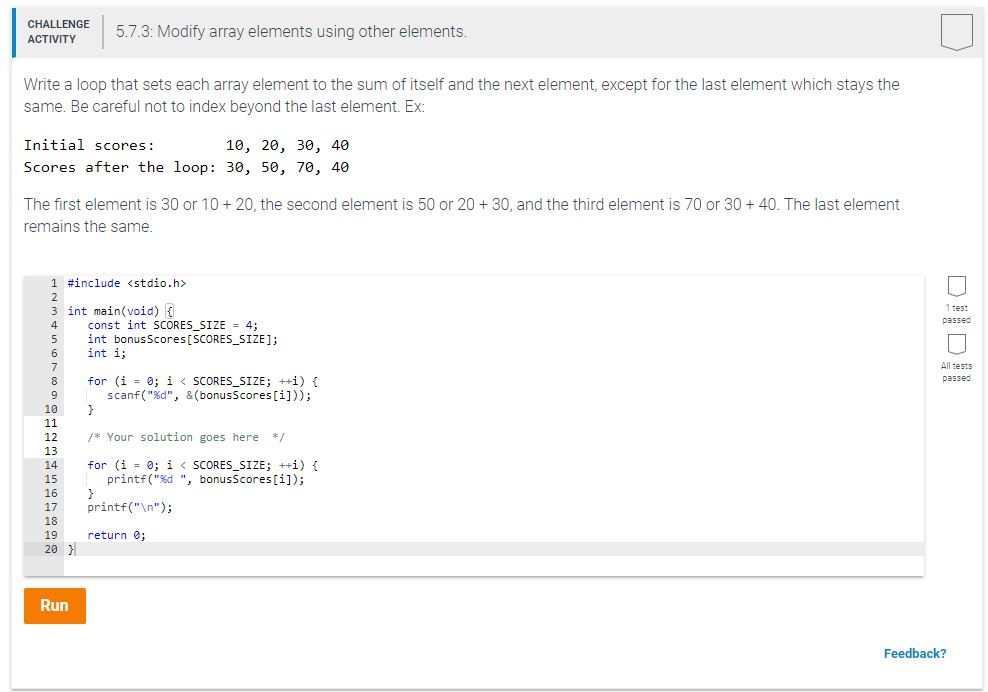 setting an array element with a sequence.