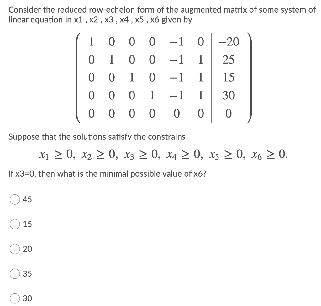 Solved Consider the reduced row echelon form of the Chegg