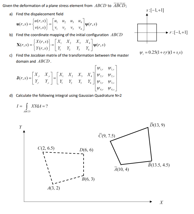Solved Given the deformation of a plane stress element from | Chegg.com