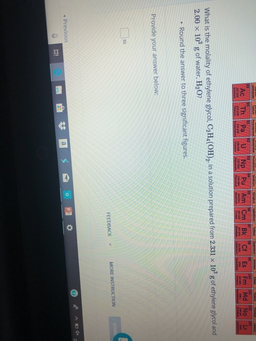 Solved What is the molality of ethylene glycol. C2H4 OH 2 Chegg