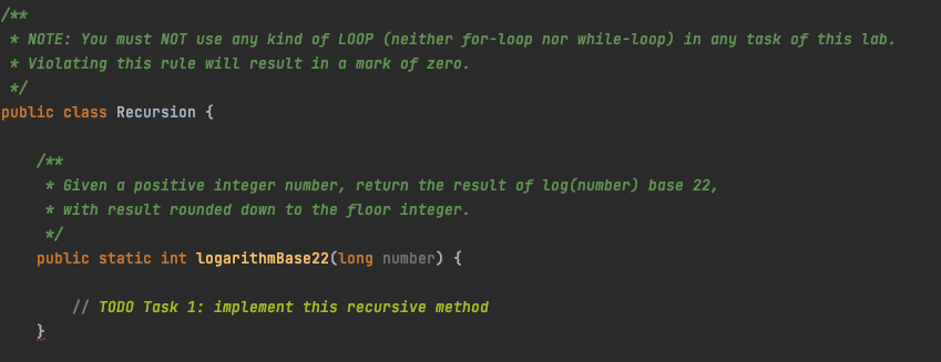 Solved Task 1: Complete the logarithmBase22 method Implement | Chegg.com
