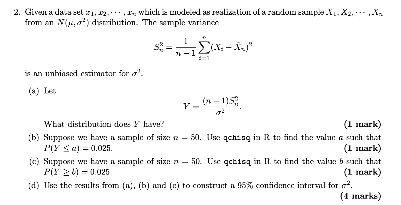 Solved Given a data set x1,x2,⋯,xn which is modeled as | Chegg.com