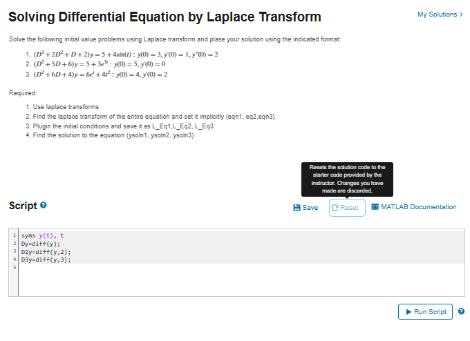 Solved Solving Differential Equation by Laplace Transform | Chegg.com