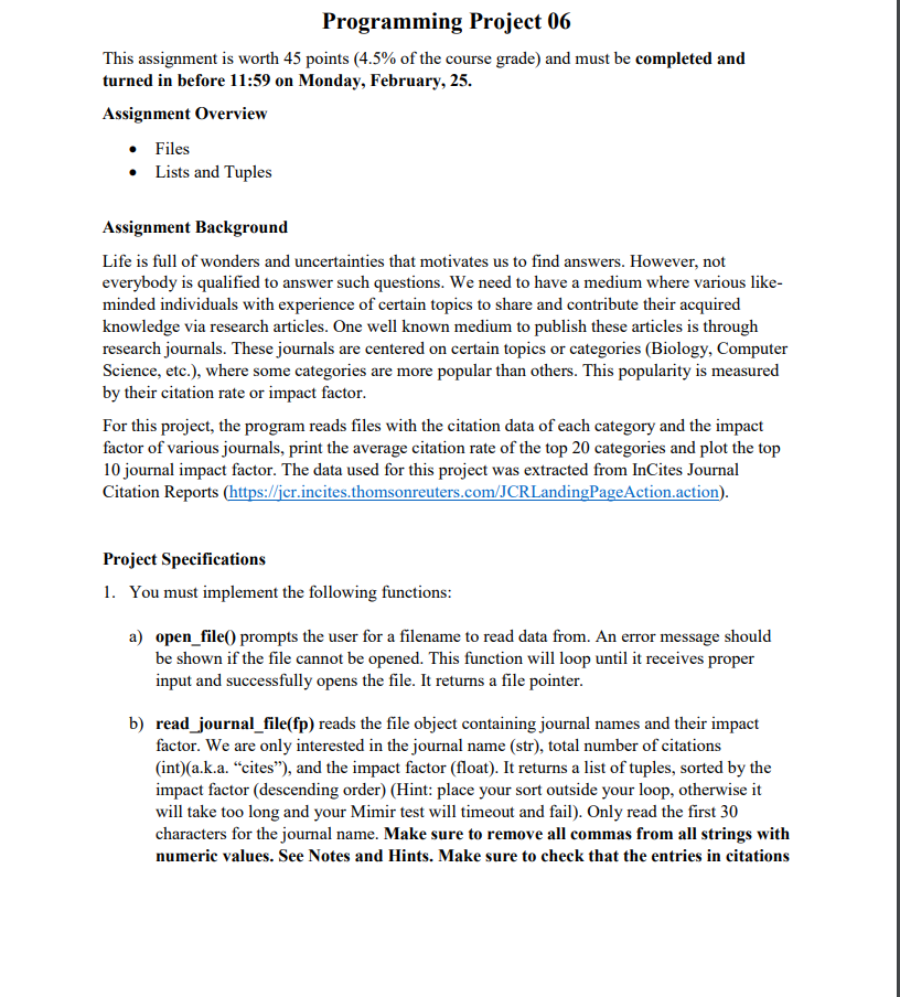 Programming Project 06 This assignment is worth 45 | Chegg.com