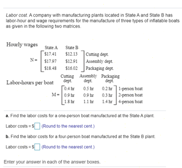 Solved Labor cost. A company with manufacturing plants | Chegg.com