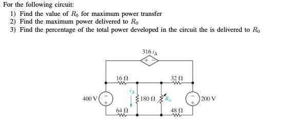 Solved For the following circuit: 1) Find the value of R, | Chegg.com