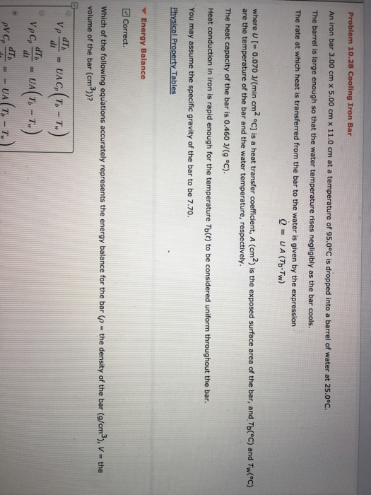 Solved Problem 10.28 Cooling Iron Bar An iron bar 3.00 cm x