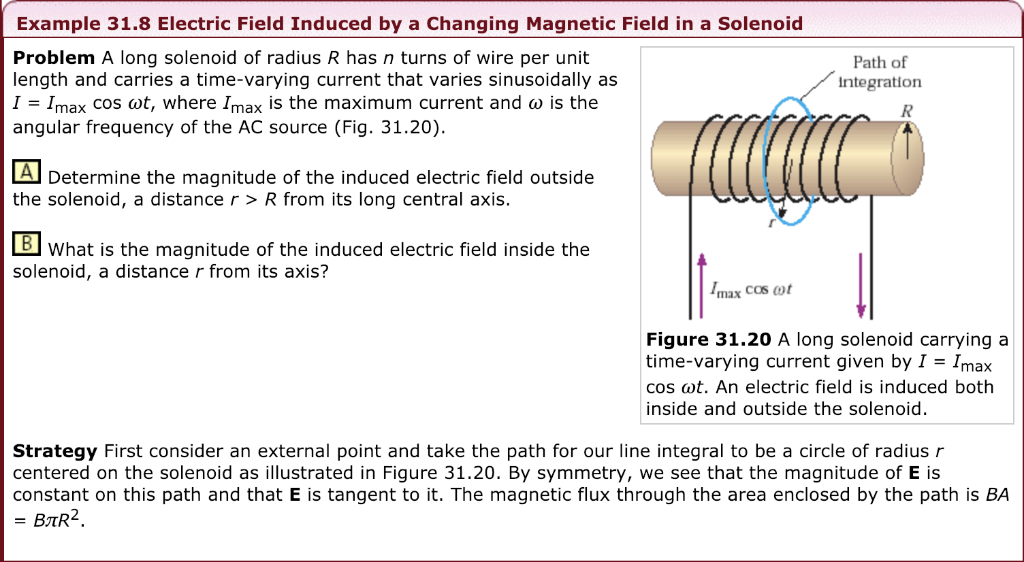 Solved Example 31.8 Electric Field Induced by a Changing | Chegg.com