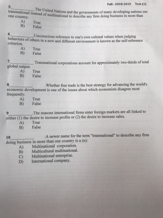 Solved Section A- Multiple Choice 1 -Answer Question Number | Chegg.com