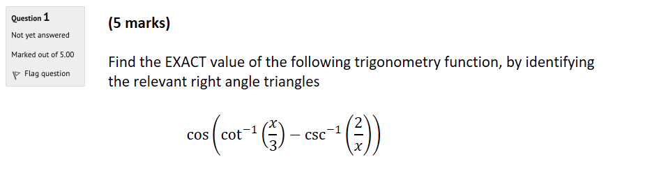 Solved (5 marks) Question 1 Not yet answered Marked out of | Chegg.com