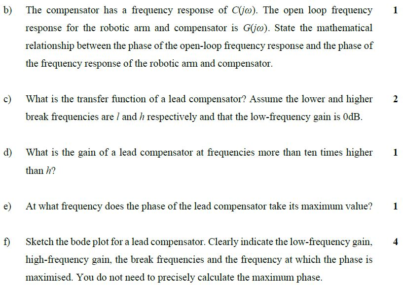 A Robotic Arm Has A Frequency Response Of Pjo A Chegg Com