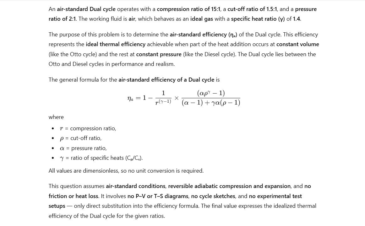 Solved An air-standard Dual cycle operates with a | Chegg.com