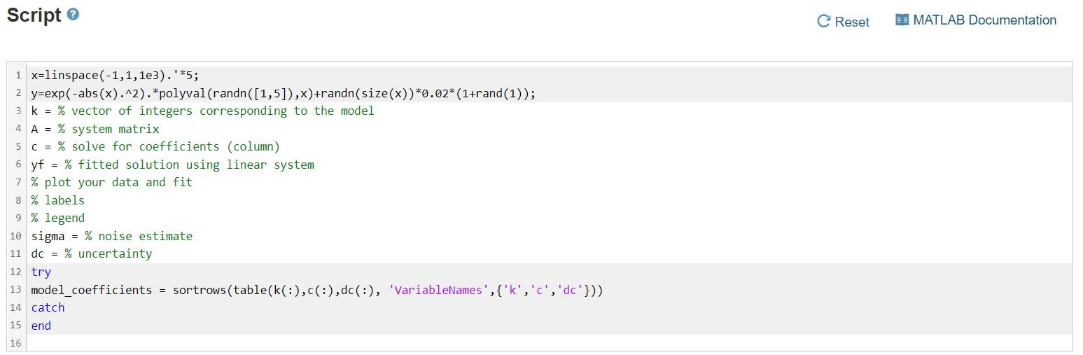 Solved Given data y(x), construct a script to perform linear | Chegg.com