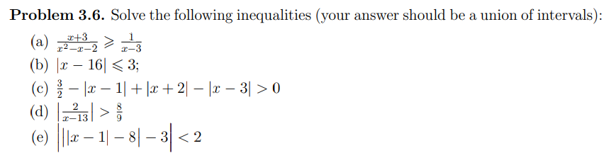 Solved 1-3 Problem 3.6. Solve the following inequalities | Chegg.com