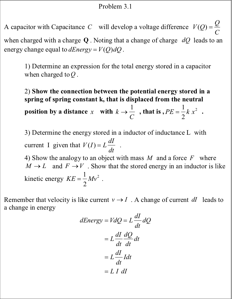 Solved Problem 3 1 A Capacitor With Capacitance C Will De Chegg Com