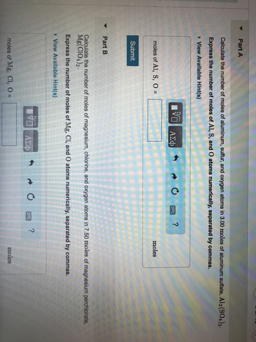 Solved Part A Calculate the number of moles of aluminum,