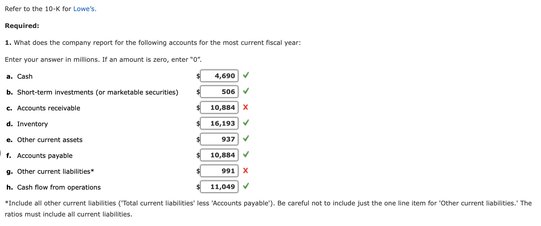 Solved Refer to the 10-K for Lowe's. Required: 1. What does