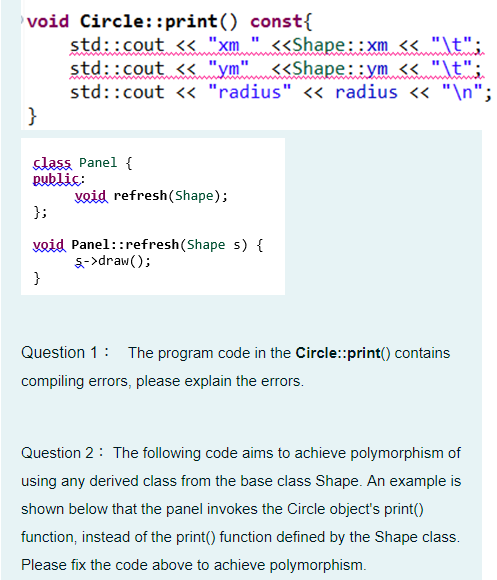 Solved The following questions are based on the program code | Chegg.com