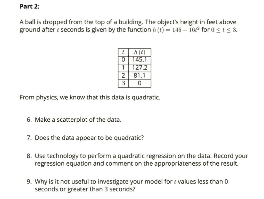 Solved Part 2: A Ball Is Dropped From The Top Of A Building. | Chegg.com