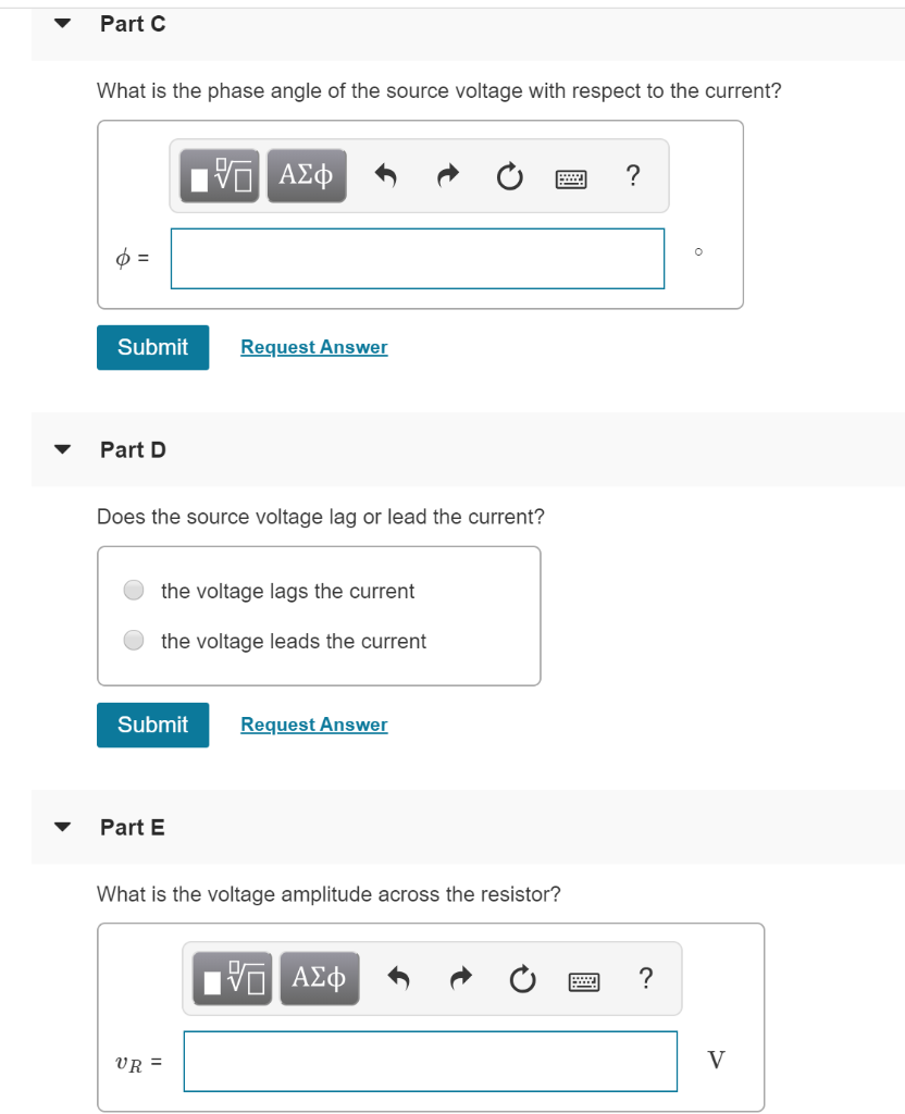 Solved Part C What is the phase angle of the source