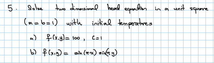 Solved 5. Solve Two Dimensional Heat Equation In A Unit | Chegg.com