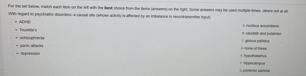 Solved For the set below, match each item on the left with | Chegg.com