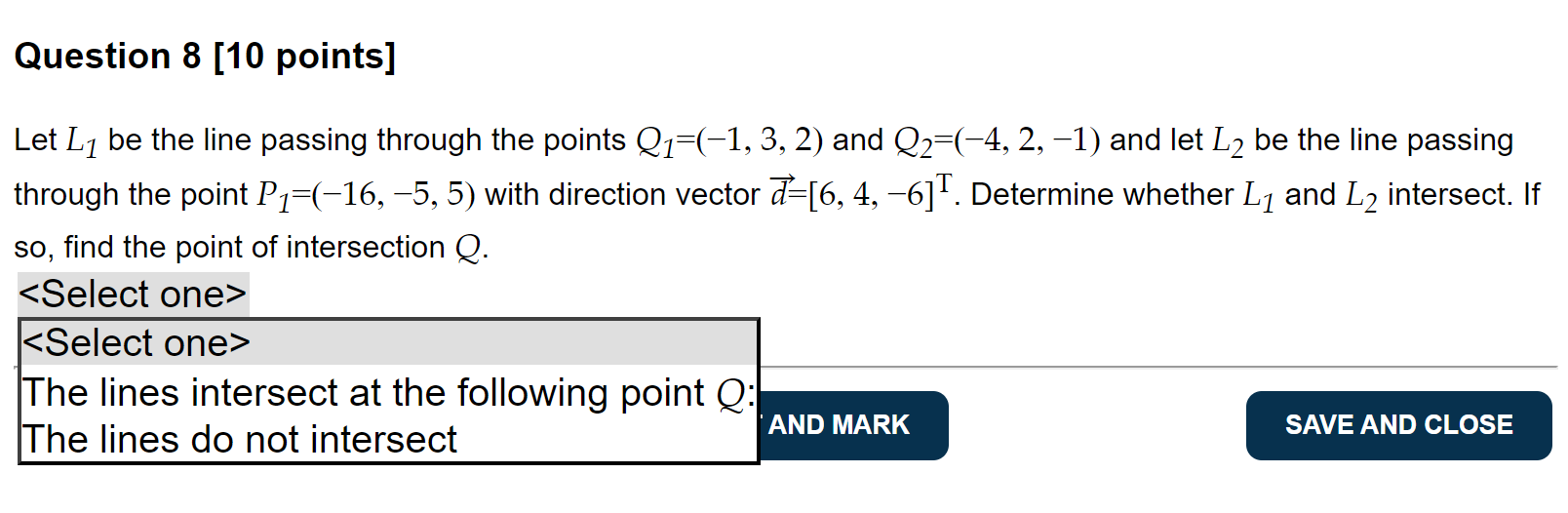 Solved Let L1 Be The Line Passing Through The Points | Chegg.com