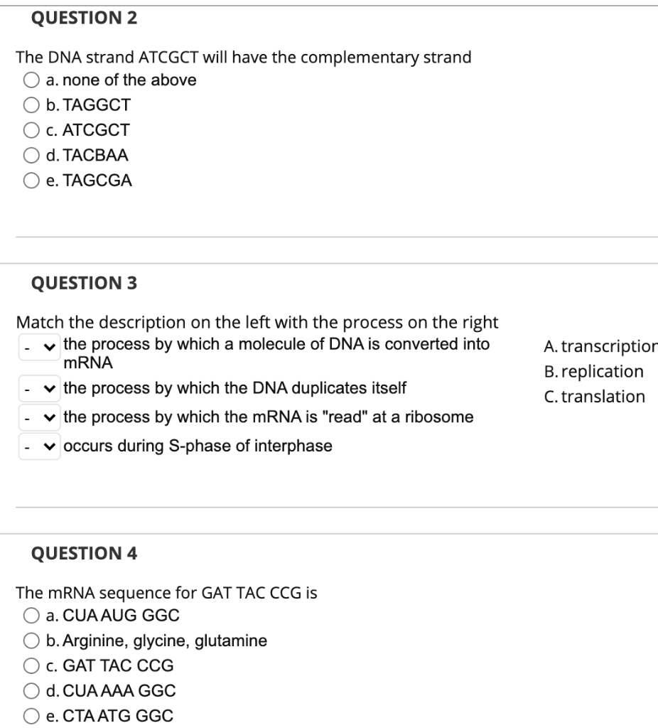 Solved QUESTION 2 The DNA strand ATCGCT will have the | Chegg.com