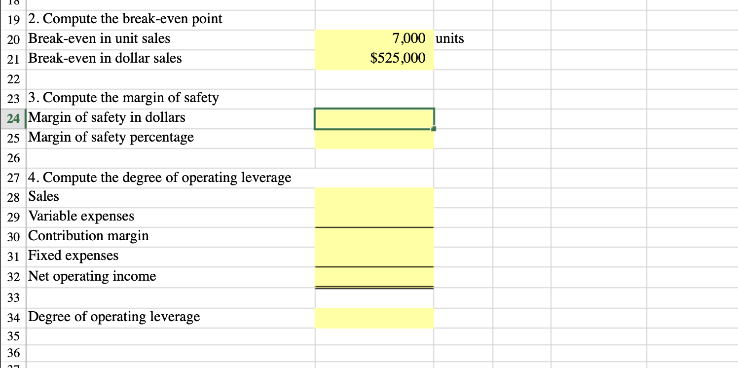 Solved 1 Given the following information complete a CVP | Chegg.com