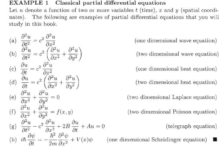 partial differential equations examples