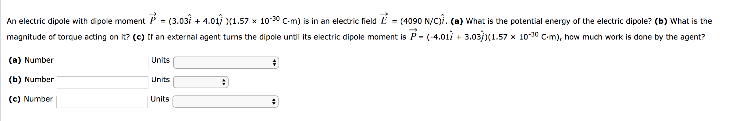 Solved An Electric Dipole With Dipole Moment ử 3 03i Chegg Com