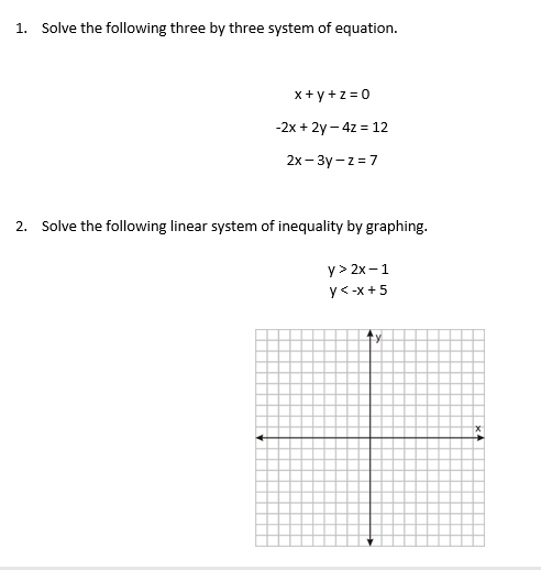 Solved 1. Solve the following three by three system of | Chegg.com