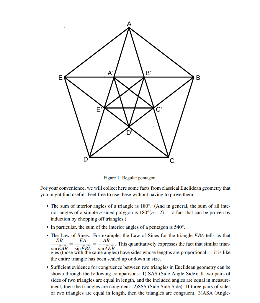 Solved 3 Pentagons Pentagrams And Pythagoreans A Eucli 