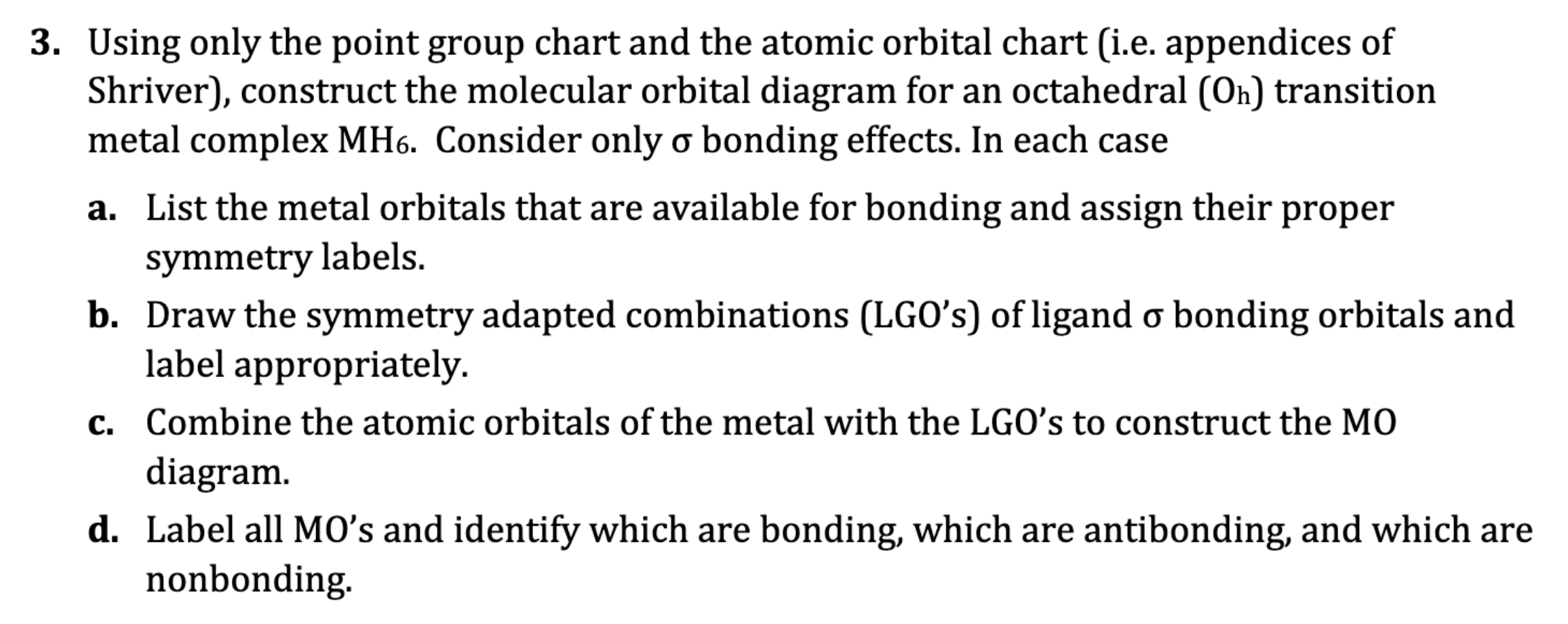 3. ﻿Using only the point group chart and the atomic