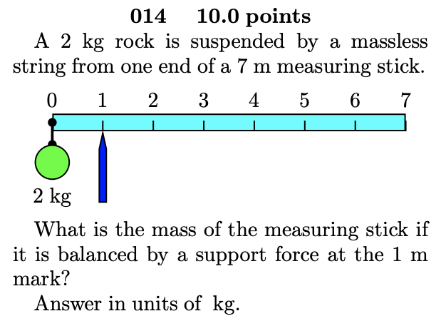 Solved 014 10.0 points A 2 kg rock is suspended by a | Chegg.com