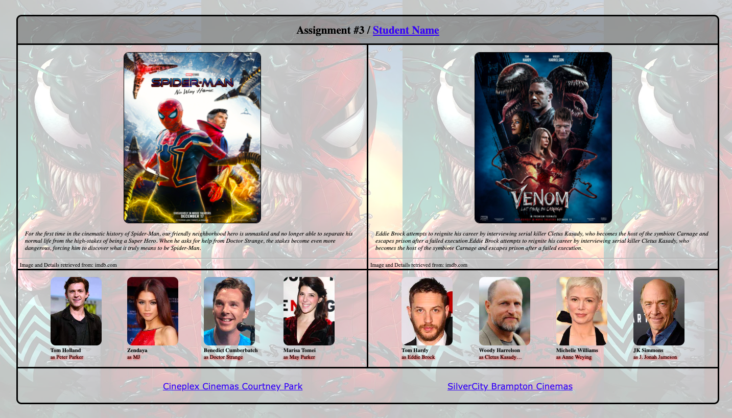 Solved - Create a movie web site that has the following | Chegg.com