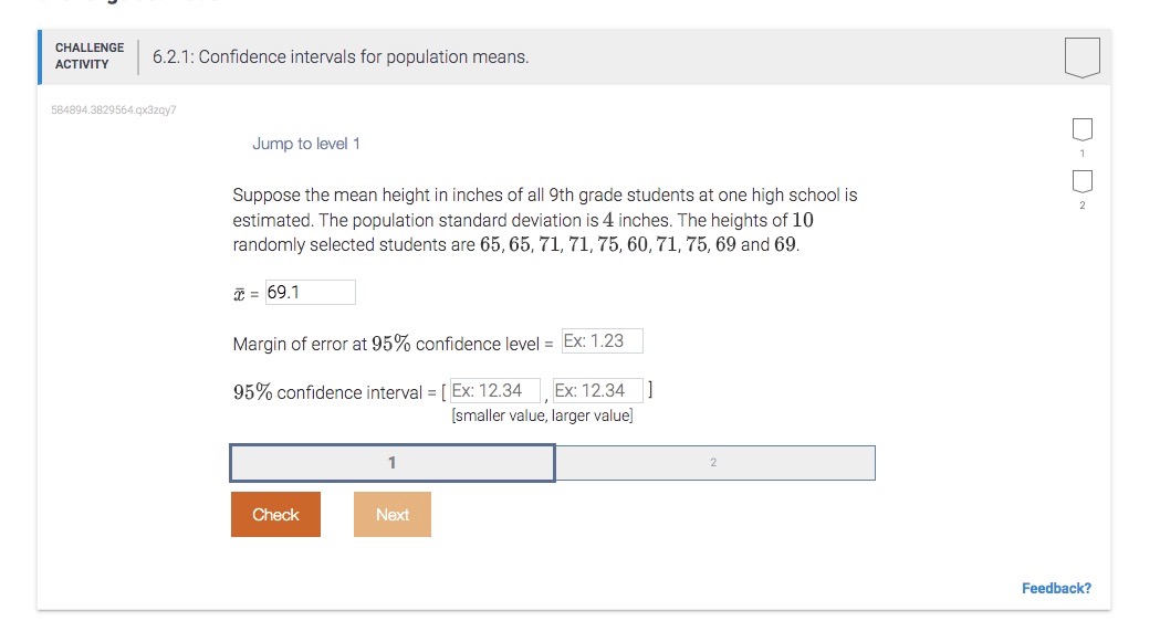 Solved 6.2.1: Confidence intervals for population means.Jump | Chegg.com