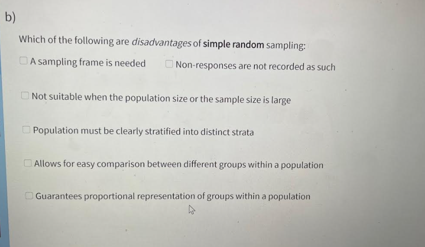 Solved Advantages and disadvantages of sampling methods a) | Chegg.com
