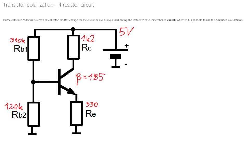 Solved Transistor polarization 4 resistor circuit Please
