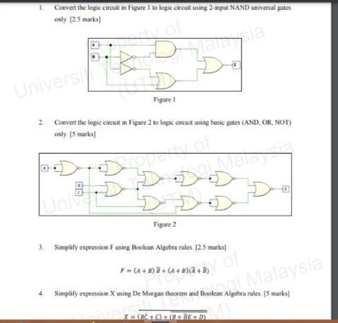 Solved Convert the logic circuit in Figure I to logic | Chegg.com