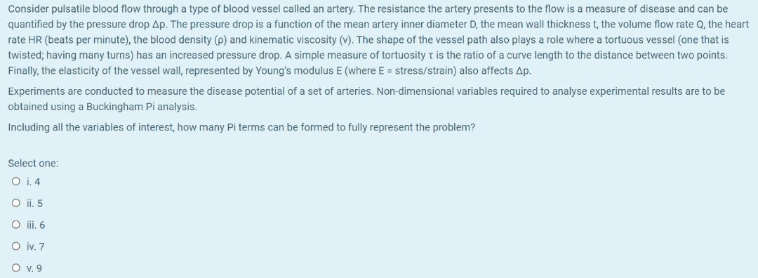 Solved Consider pulsatile blood flow through a type of blood | Chegg.com