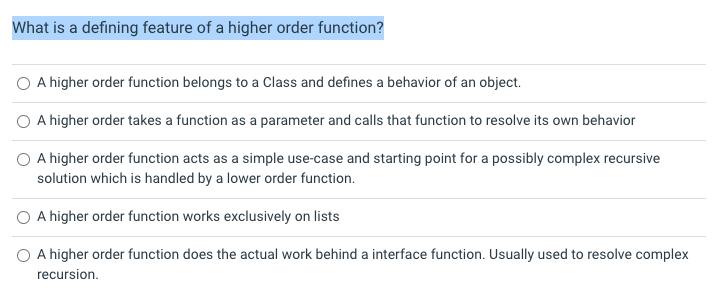 Solved What is a defining feature of a higher order | Chegg.com